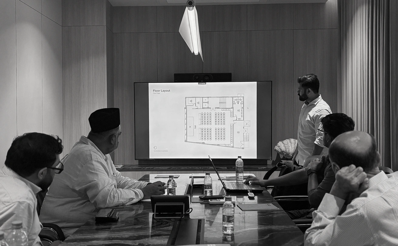 Behind the scenes photograph of Commonary Labs team at work